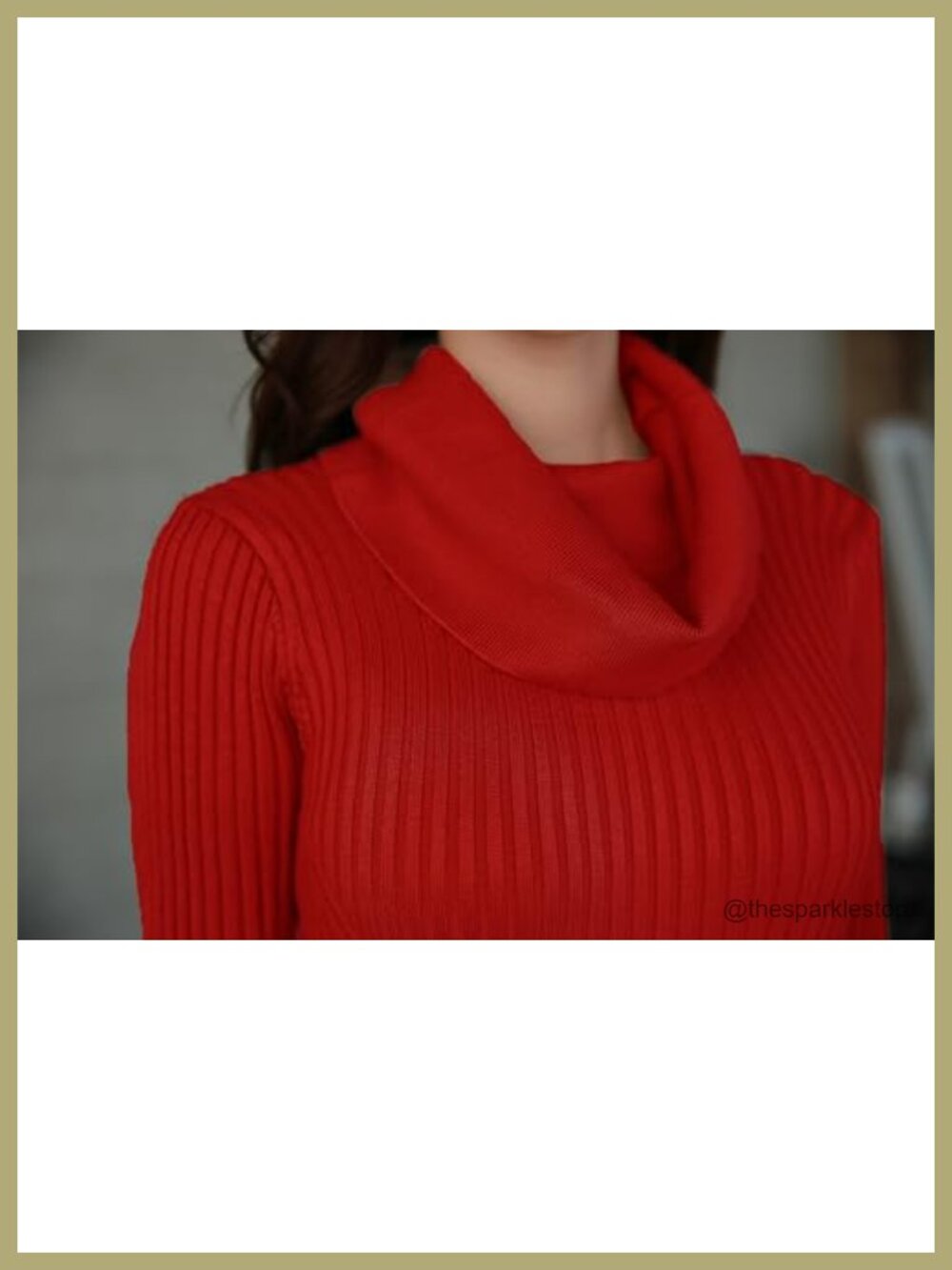 Stretchable Cowl Neck Ribbed Knit Long Sleeve Slim Fit Bodycon Sweater - Picture 5 of 6